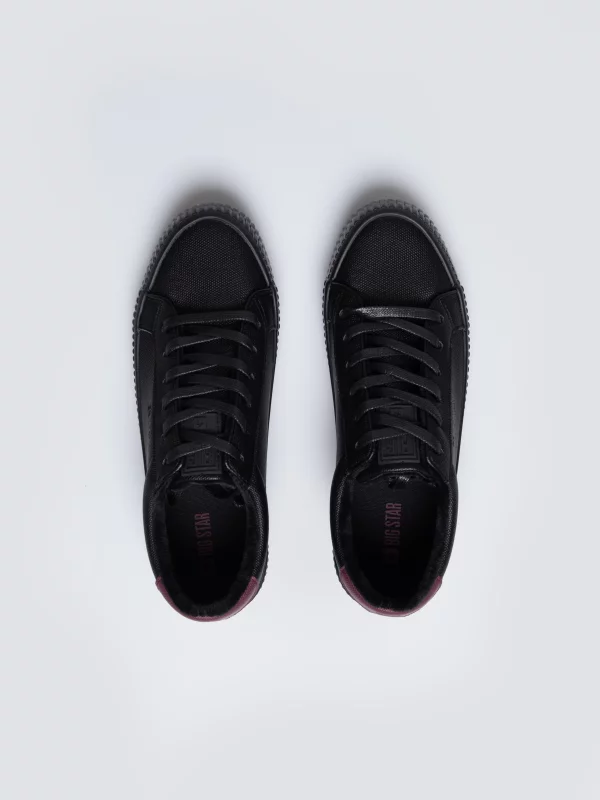 Trampki damskie ze skóry ekologicznej czarne OO274A462 906