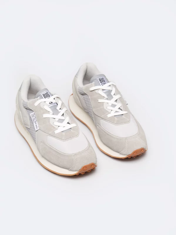 Sneakersy męskie ze skóry naturalnej szare RR174374 902