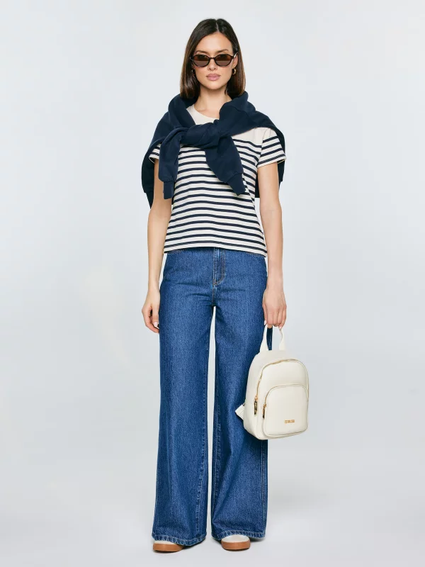 Plecak damski ze skóry ekologicznej kremowy Sanrini 103