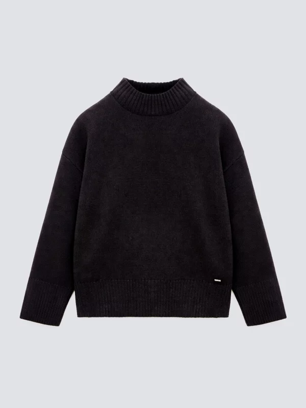 Sweter damski ze stójką oversize czarny Siena 906