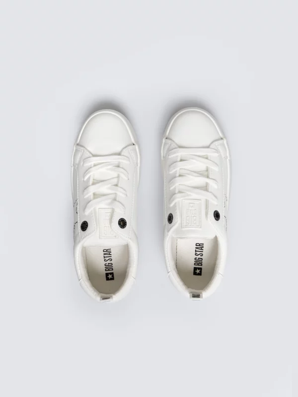 Trampki dziewczęce ze skóry ekologicznej białe KK374222 101