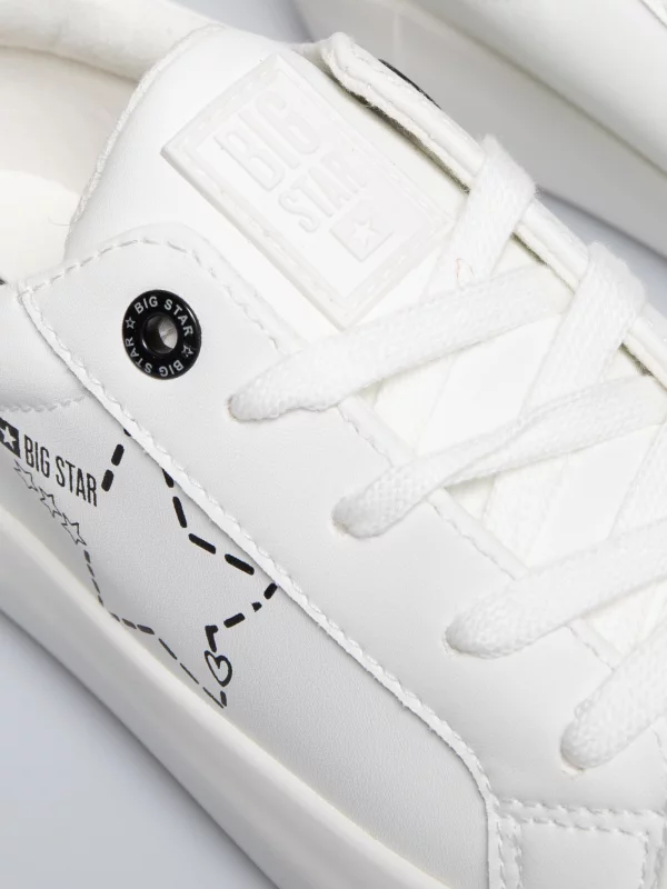 Trampki dziewczęce ze skóry ekologicznej białe KK374222 101