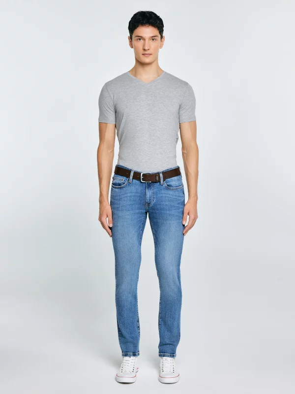 Koszulka męska slim v-neck z bawełny supima szara Supiclassicov 901