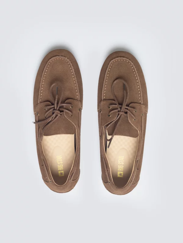 Mokasyny damskie ze skóry naturalnej zamszowej jasnobrązowe TT274202 802