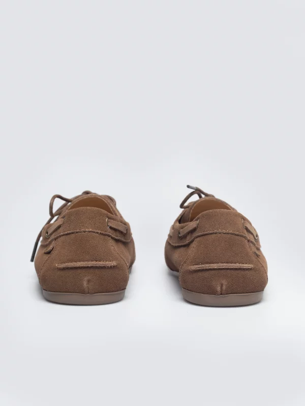 Mokasyny damskie ze skóry naturalnej zamszowej jasnobrązowe TT274202 802