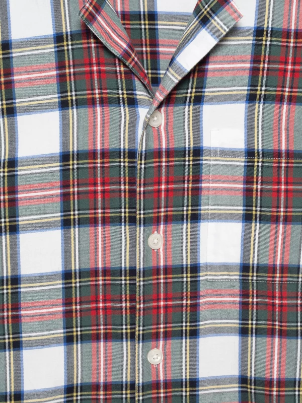 Piżama dwuczęściowa bawełniana w kratę biało-czerwona Senmunis 100