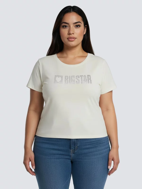 Koszulka damska z logo BIG STAR z cyrkonii biała Avra 100