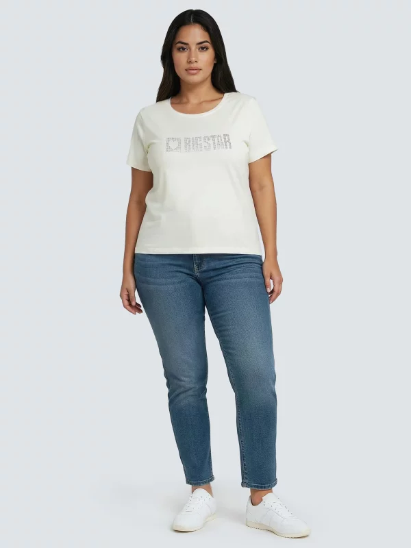 Koszulka damska z logo BIG STAR z cyrkonii biała Avra 100