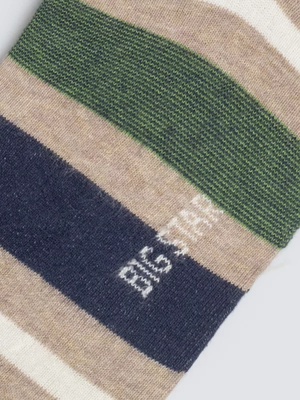 Skarpety męskie bawełniane w kolorowe paski beżowe Ismaelo 801