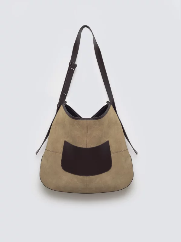 Torebka damska ze skóry naturalnej zamszowej beżowa Singaro 801