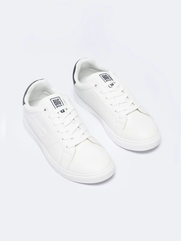 Sneakersy męskie ze skóry ekologicznej białe NN174282 101