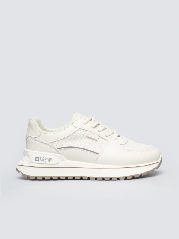 Sneakersy damskie ze skóry ekologicznej beżowe NN274A088 801