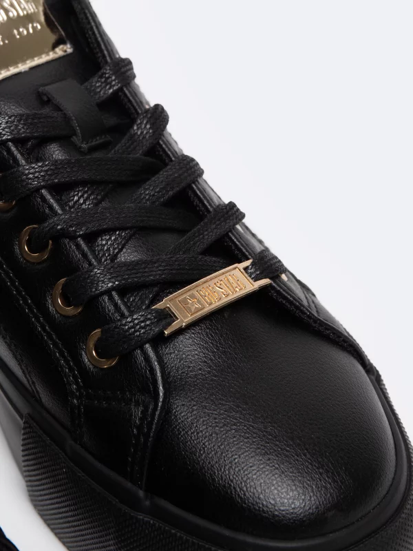 Sneakersy damskie ze skóry ekologicznej czarne NN274A850 906