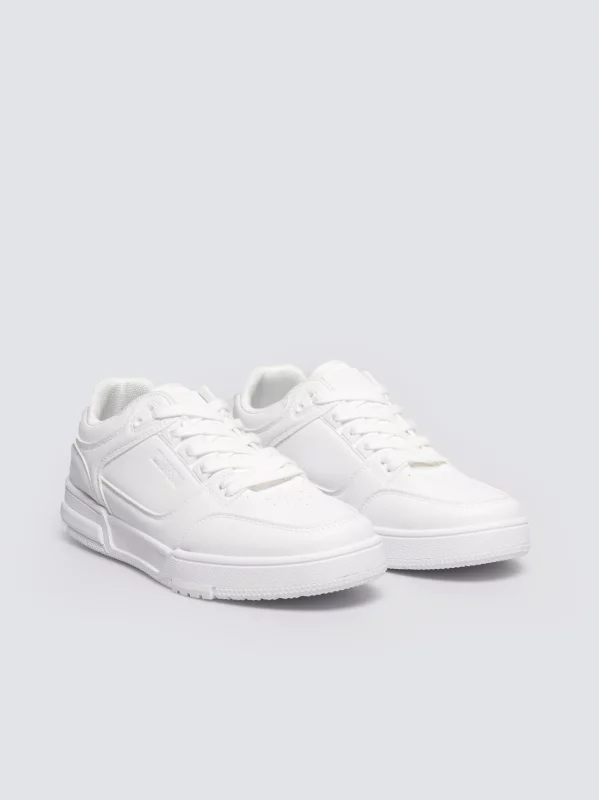 Sneakersy damskie ze skóry ekologicznej białe OO274A549 101