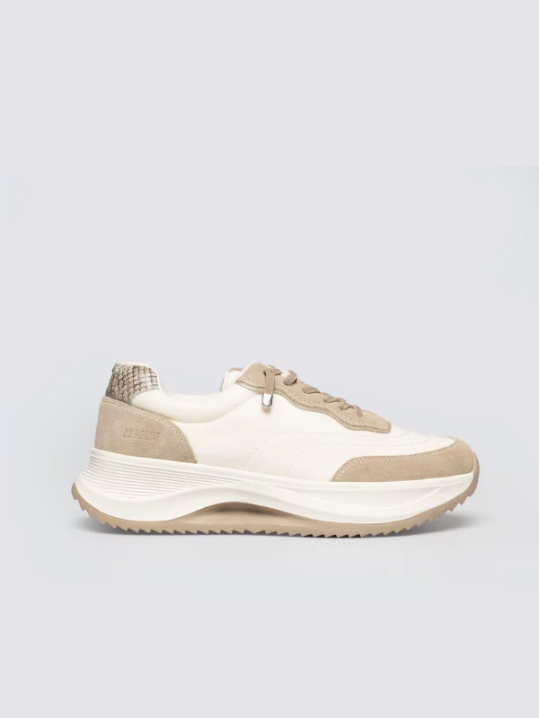 Sneakersy damskie ze skóry naturalnej beżowe RR274A344 800