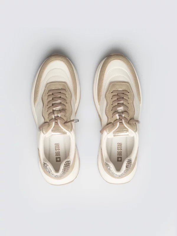 Sneakersy damskie ze skóry naturalnej beżowe RR274A344 800