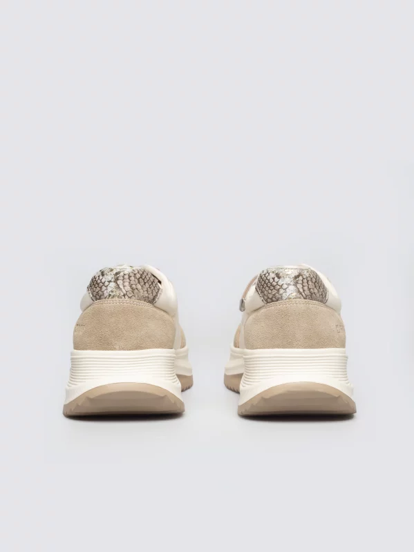 Sneakersy damskie ze skóry naturalnej beżowe RR274A344 800