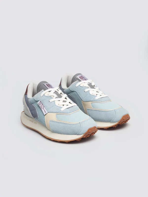 Sneakersy damskie ze skóry naturalnej zamszowej niebieskie RR274997 400