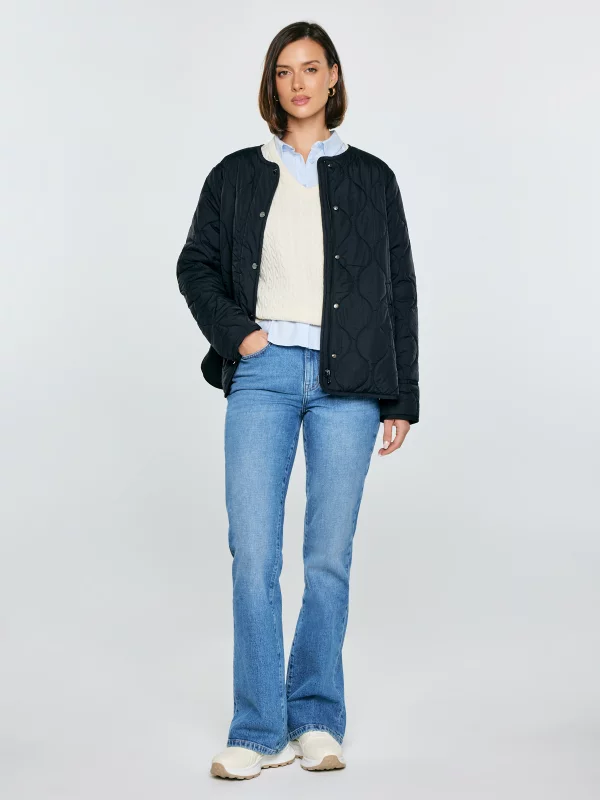 Kurtka damska z ozdobnym pikowaniem przejściowa czarna Charla 906