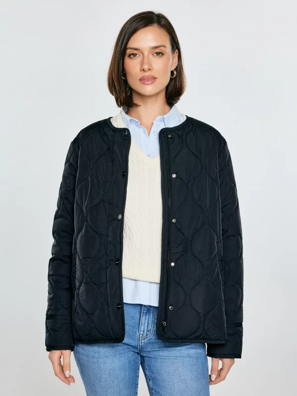 Kurtka damska z ozdobnym pikowaniem przejściowa czarna Charla 906