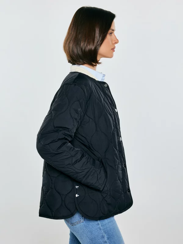 Kurtka damska z ozdobnym pikowaniem przejściowa czarna Charla 906