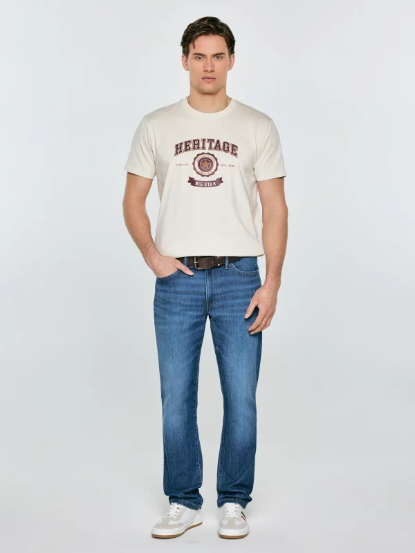 Koszulka męska z nadrukiem kremowa Feren 103