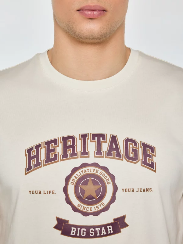 Koszulka męska z nadrukiem kremowa Feren 103