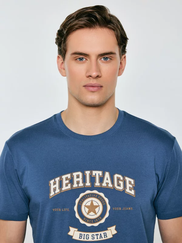 Koszulka męska z nadrukiem niebieska Feren 402