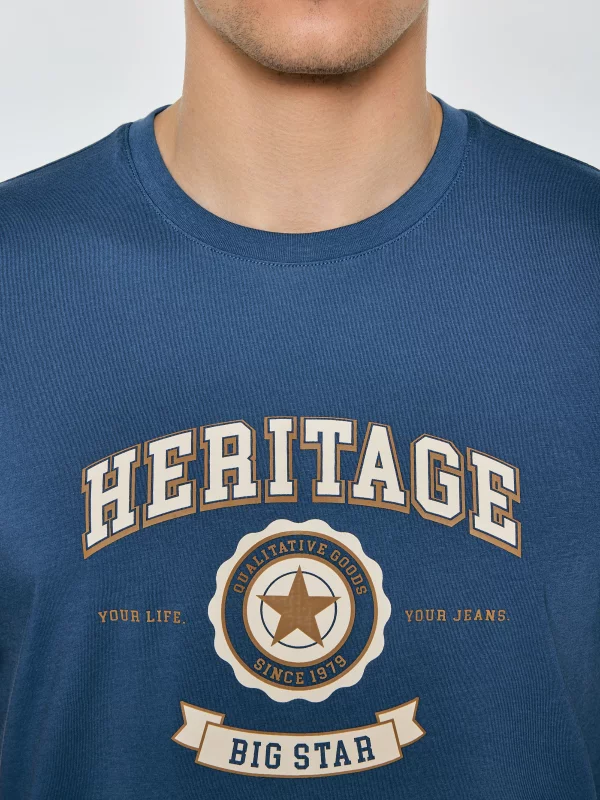 Koszulka męska z nadrukiem niebieska Feren 402