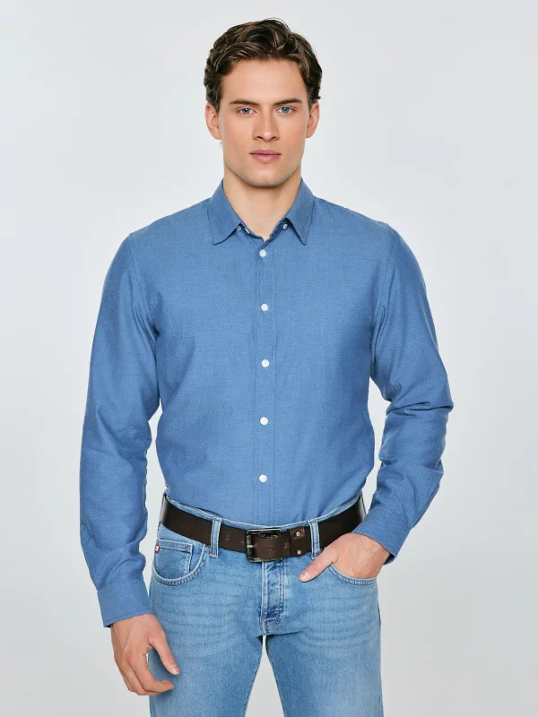 Koszula męska slim bawełniana niebieska Frankinison 400