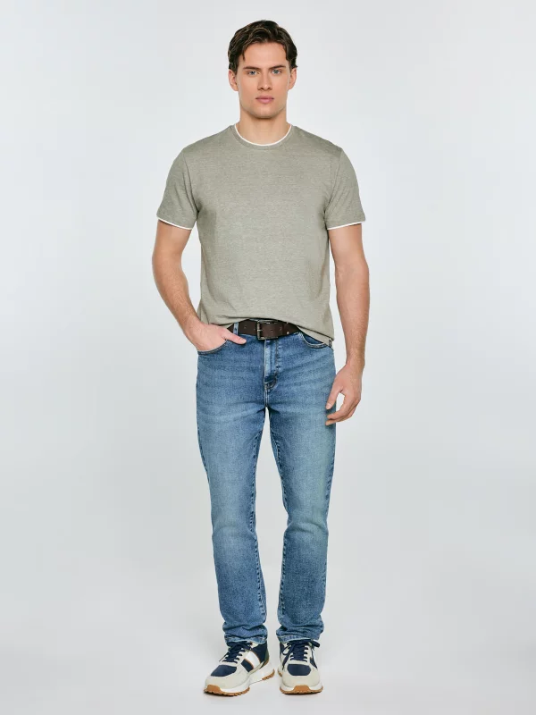 Koszulka męska w drobne paski khaki Fredriser 303