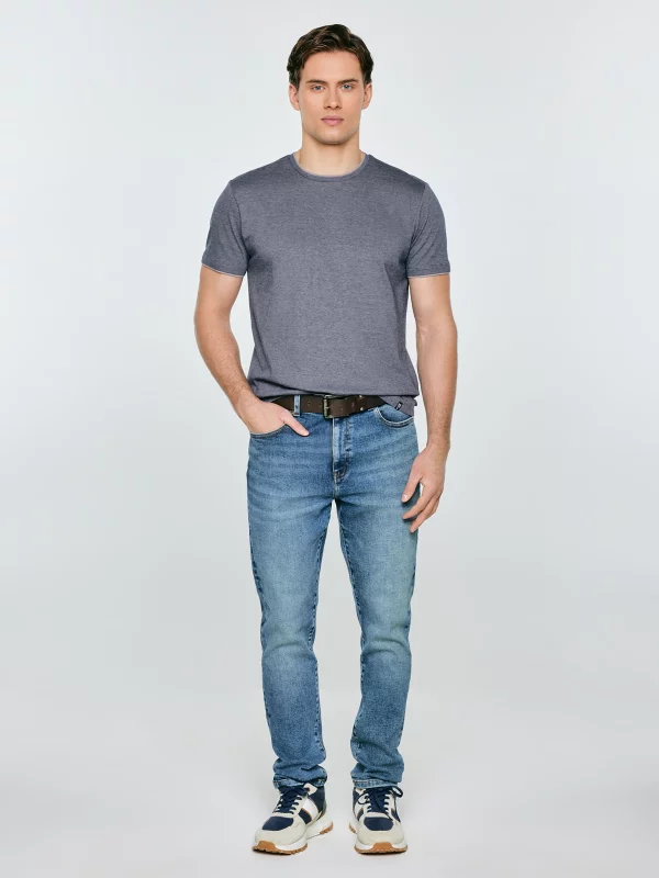 Koszulka męska w drobne paski granatowa Fredriser 403