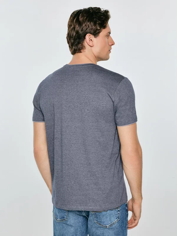 Koszulka męska w drobne paski granatowa Fredriser 403