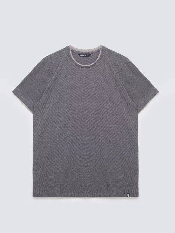 Koszulka męska w drobne paski granatowa Fredriser 403