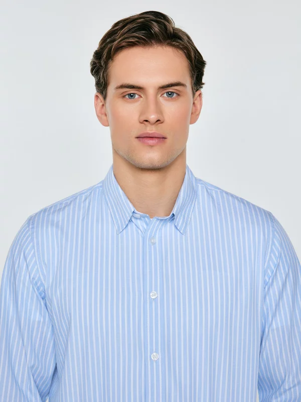 Koszula męska w prążek błękitna Gibinor 400