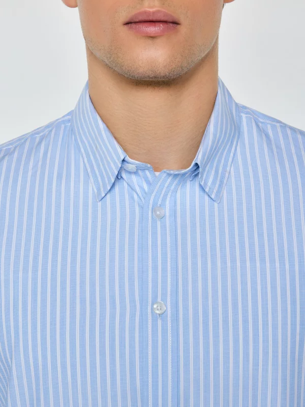 Koszula męska w prążek błękitna Gibinor 400