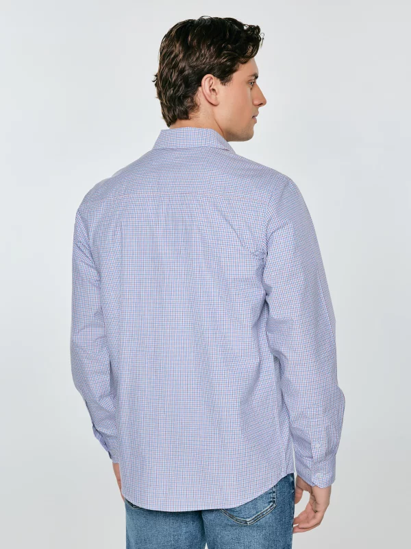 Koszula męska w drobną kratę niebieska Gubinertos 401