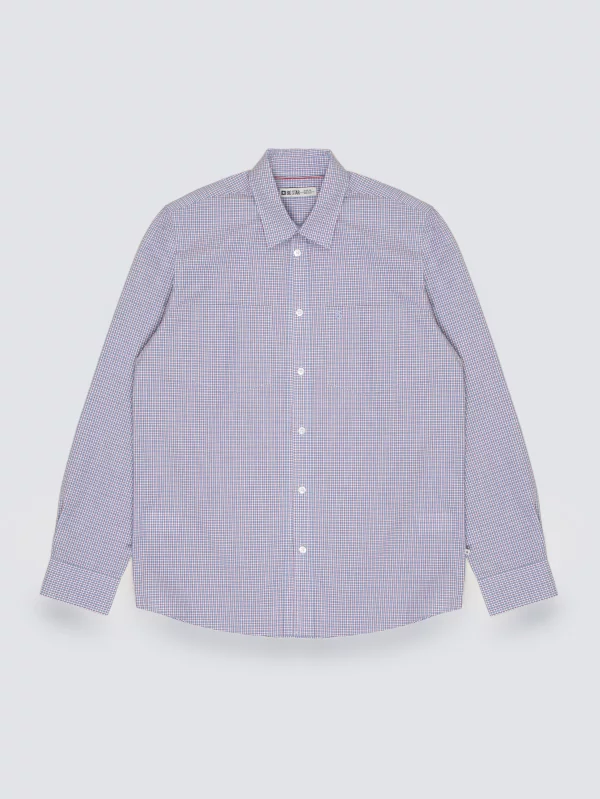 Koszula męska w drobną kratę niebieska Gubinertos 401