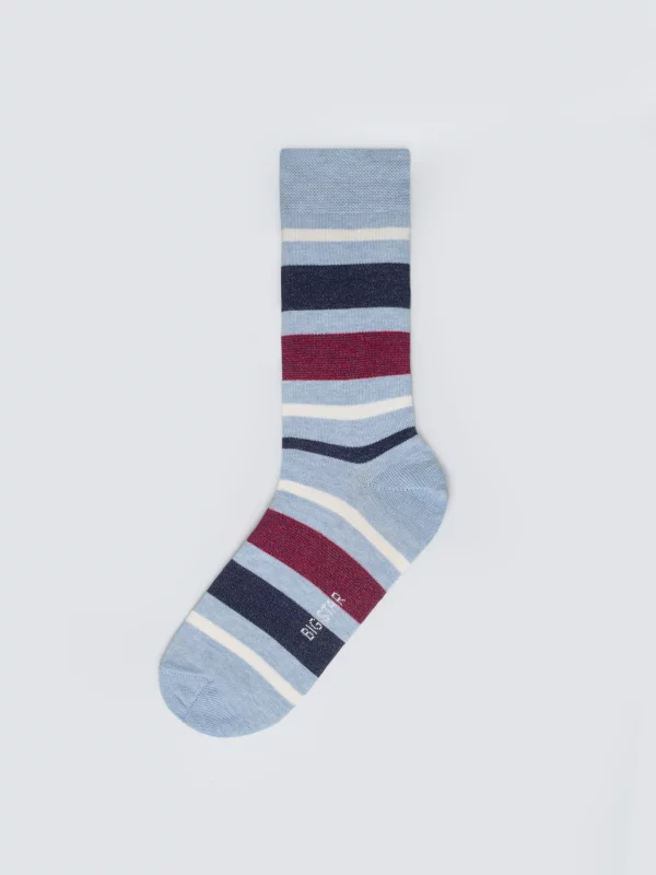 Skarpety męskie bawełniane w kolorowe paski niebieskie Ismaelo 401