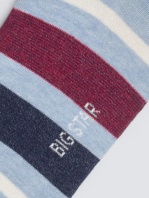 Skarpety męskie bawełniane w kolorowe paski niebieskie Ismaelo 401