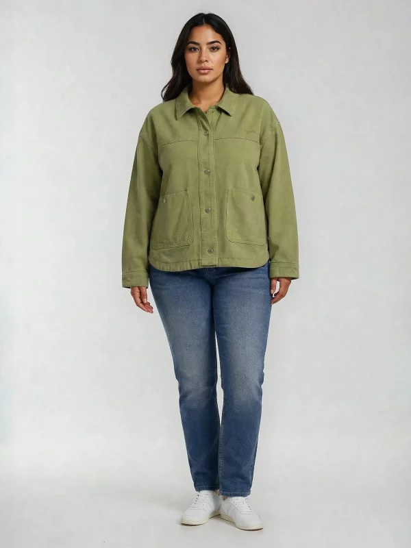 Kurtka damska o twillowym splocie zielona Mbali 301