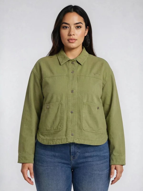 Kurtka damska o twillowym splocie zielona Mbali 301