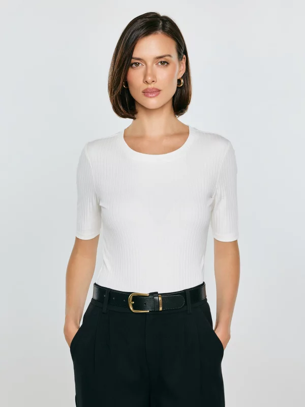 Koszulka damska w prążek biała Imija 100