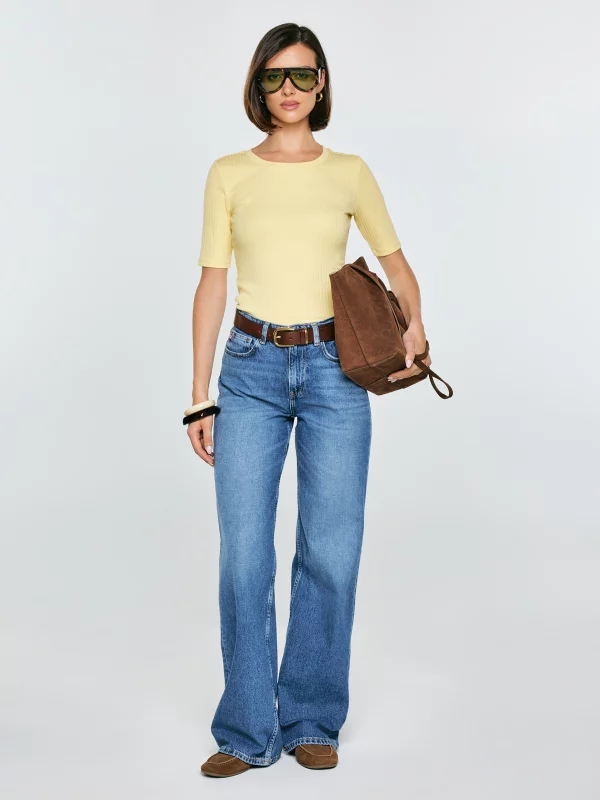 Koszulka damska w prążek żółta Imija 200