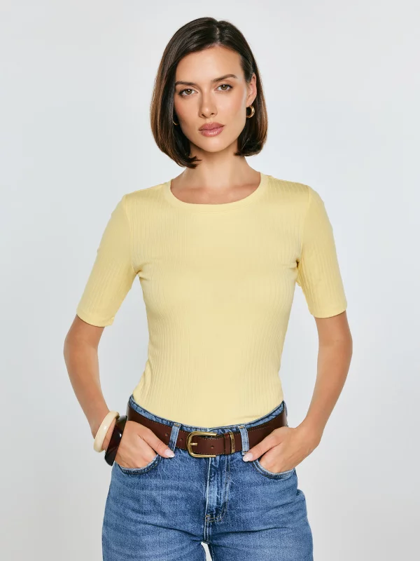 Koszulka damska w prążek żółta Imija 200