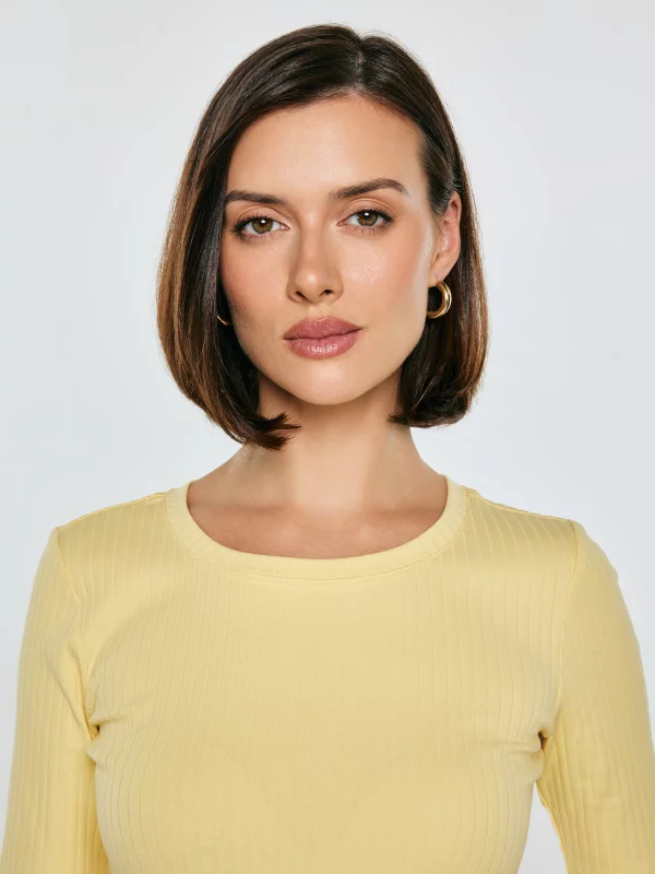 Koszulka damska w prążek żółta Imija 200