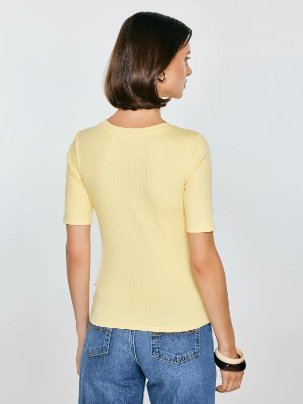 Koszulka damska w prążek żółta Imija 200