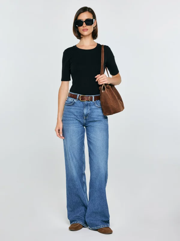 Koszulka damska w prążek czarna Imija 906