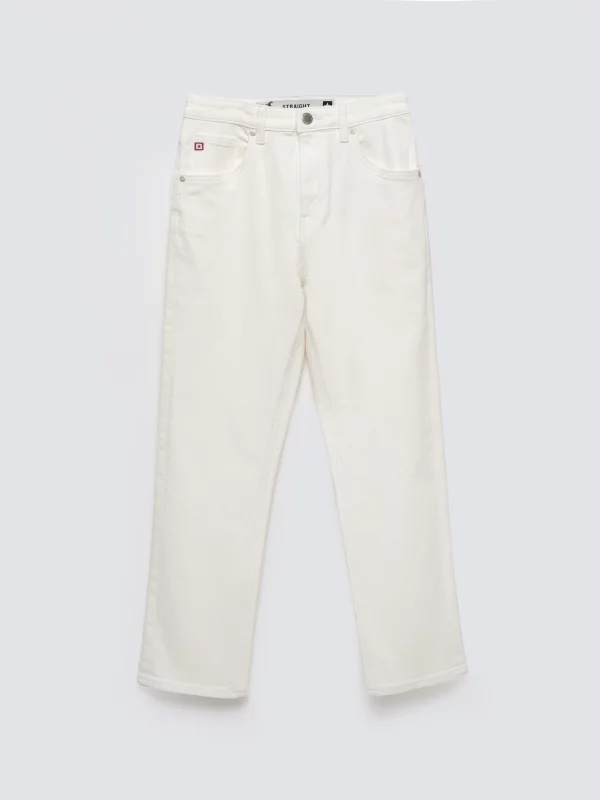 Jeansy damskie z prostą nogawką białe Avril Cropped 818