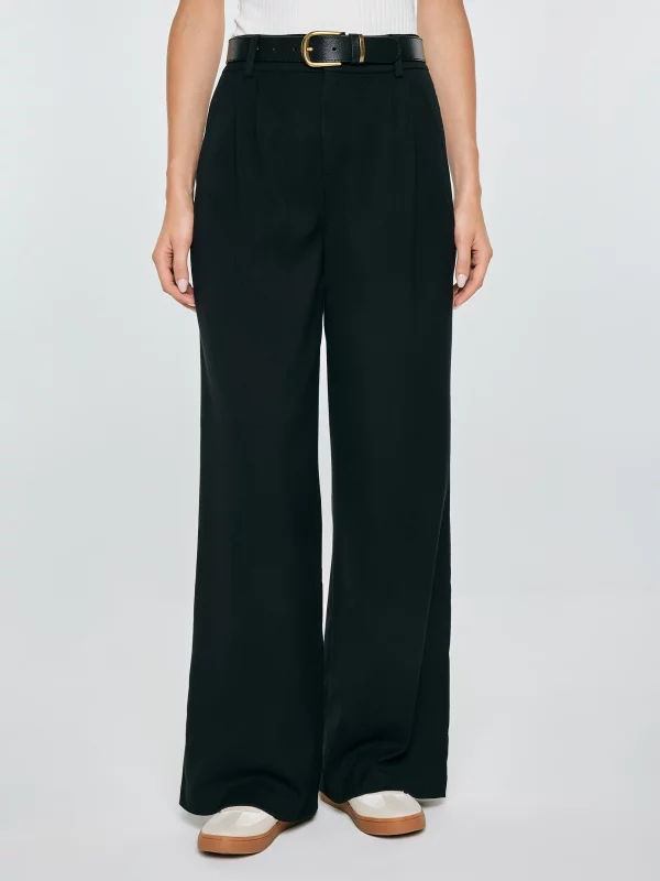 Spodnie damskie wide z dodatkiem wiskozy czarne Alisa 906